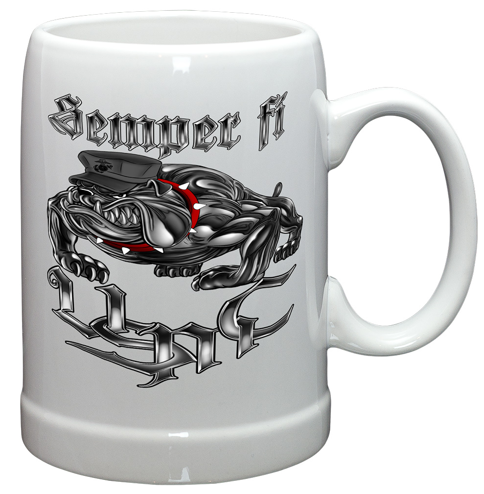 Coffee Cup-Semper Fi USMC Stoneware 20oz